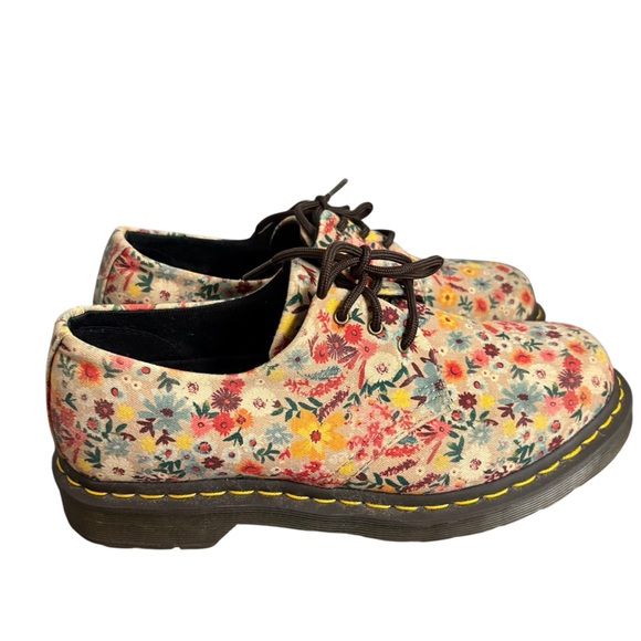 Dr Doc Martens 1461 Wanderlust Canvas 3 Shoe US 10 Taupe Floral Oxford Women - Picture 6 of 8